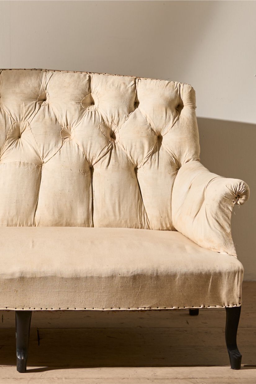 Napoleon III Buttoned High Back Small Sofa photo furniture