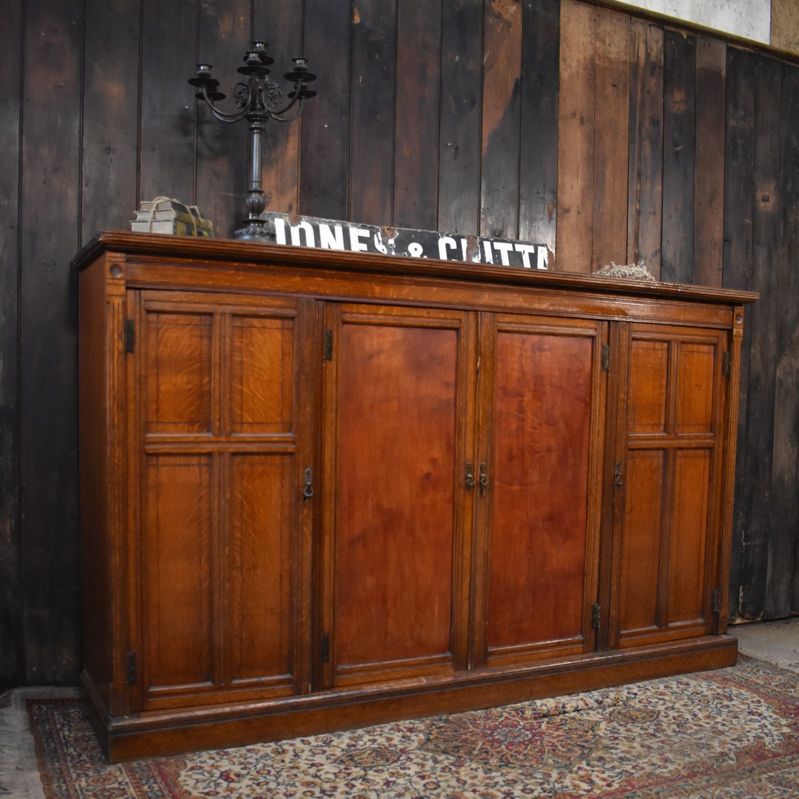 Antique English Oak Housekeepers School Storage Cabinet Boot Room Cupboard photo vinterior