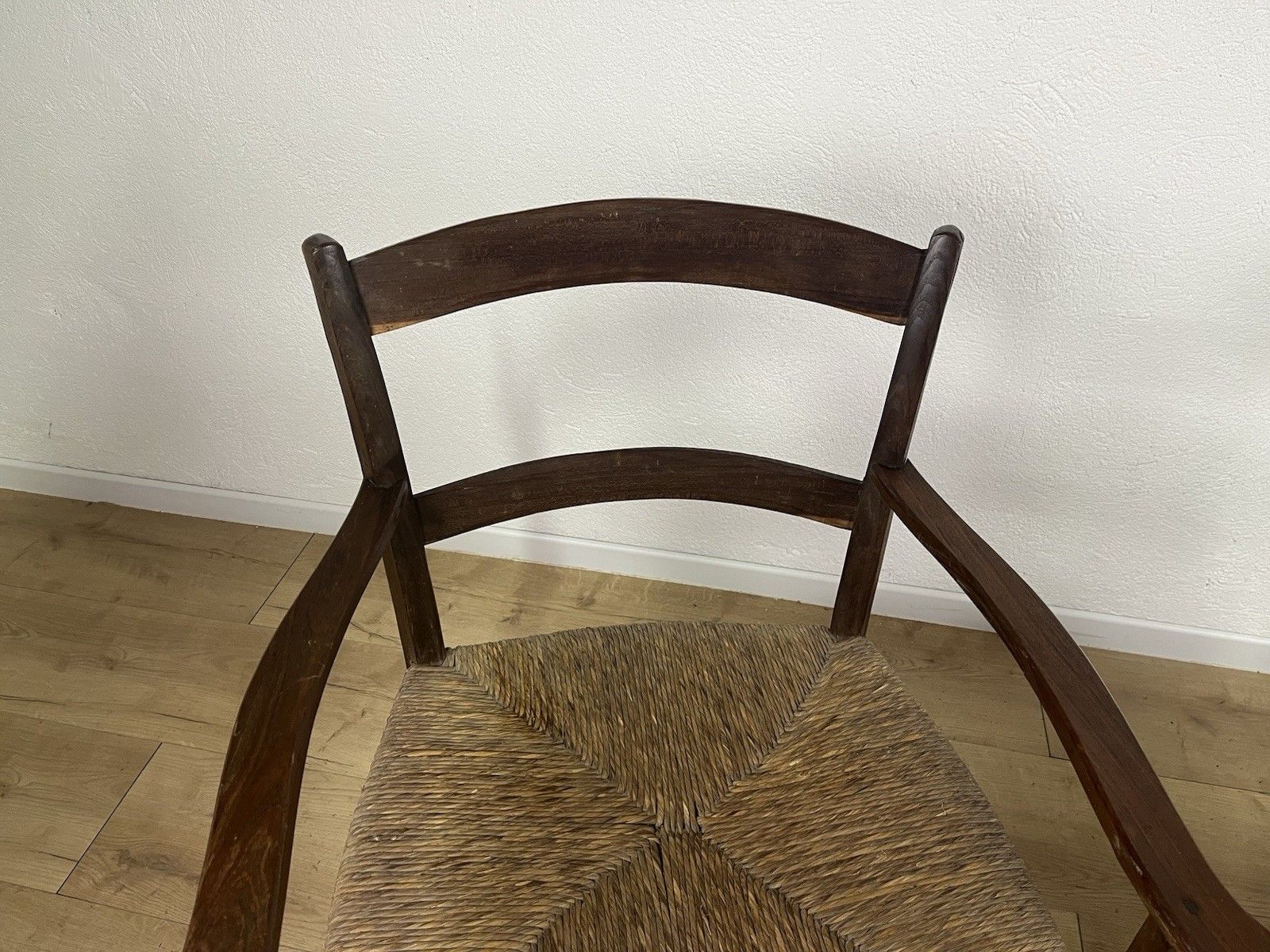 Pair Of 40’s Straw Wood Fireplace Armchairs Vintage Design photo 795.0