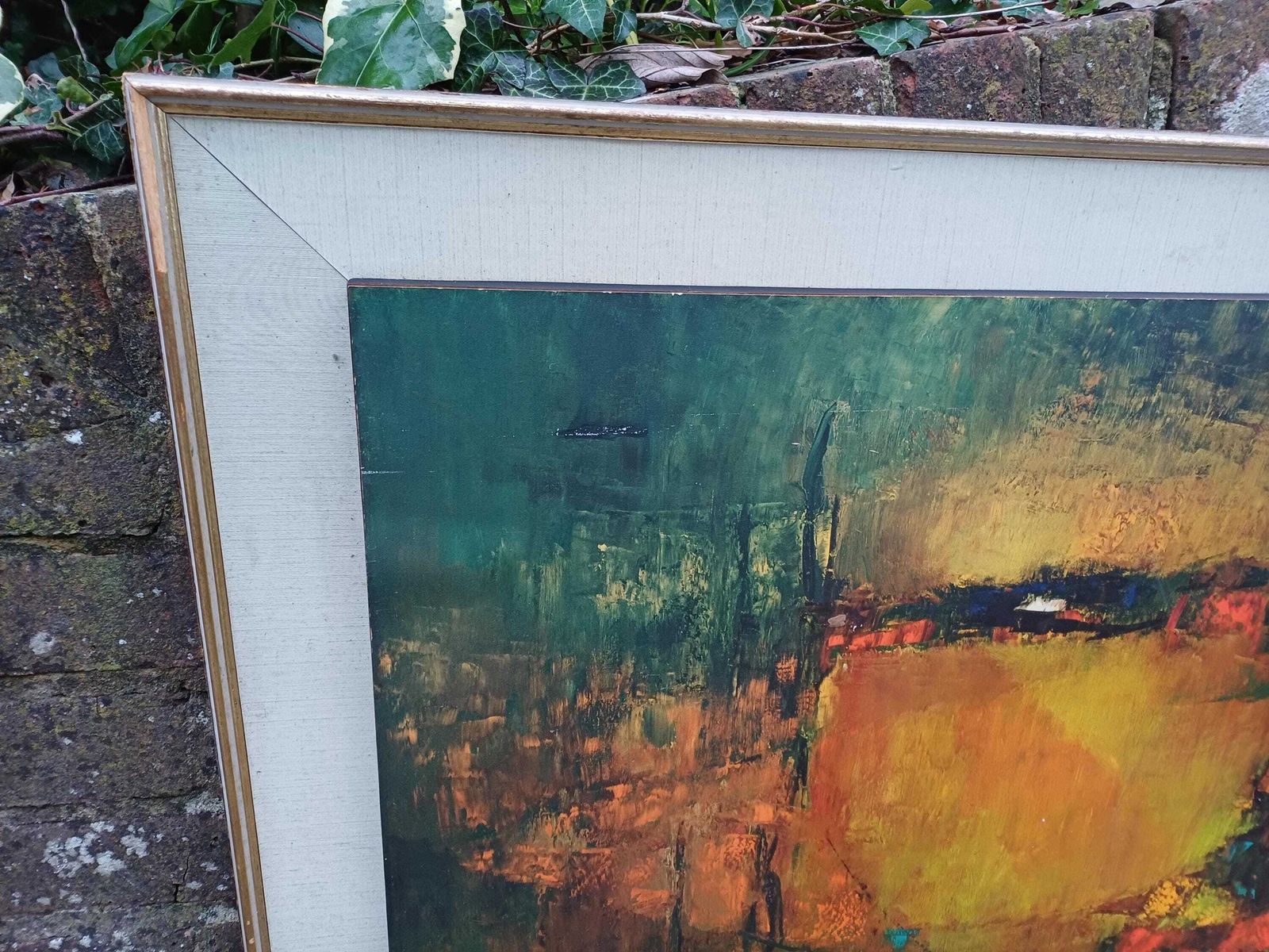 Huge Arts Guild Original Vintage 1970 “The Three Boats” Impressionist Abstract Style Print – Decorative Artists Guild photo furniture