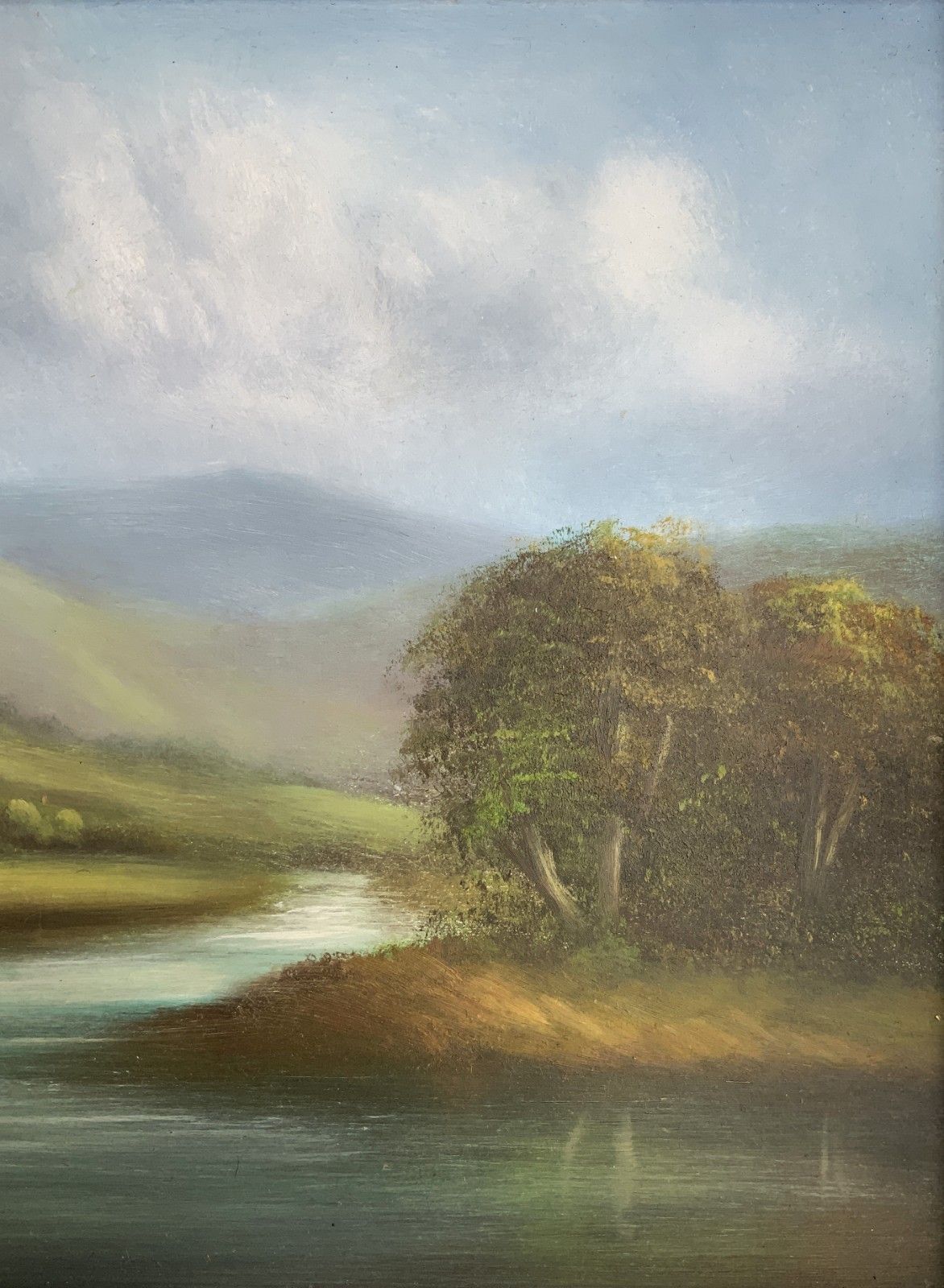 Landscape Oil Painting 'Misty Morning' Original 20th Century Art photo Art