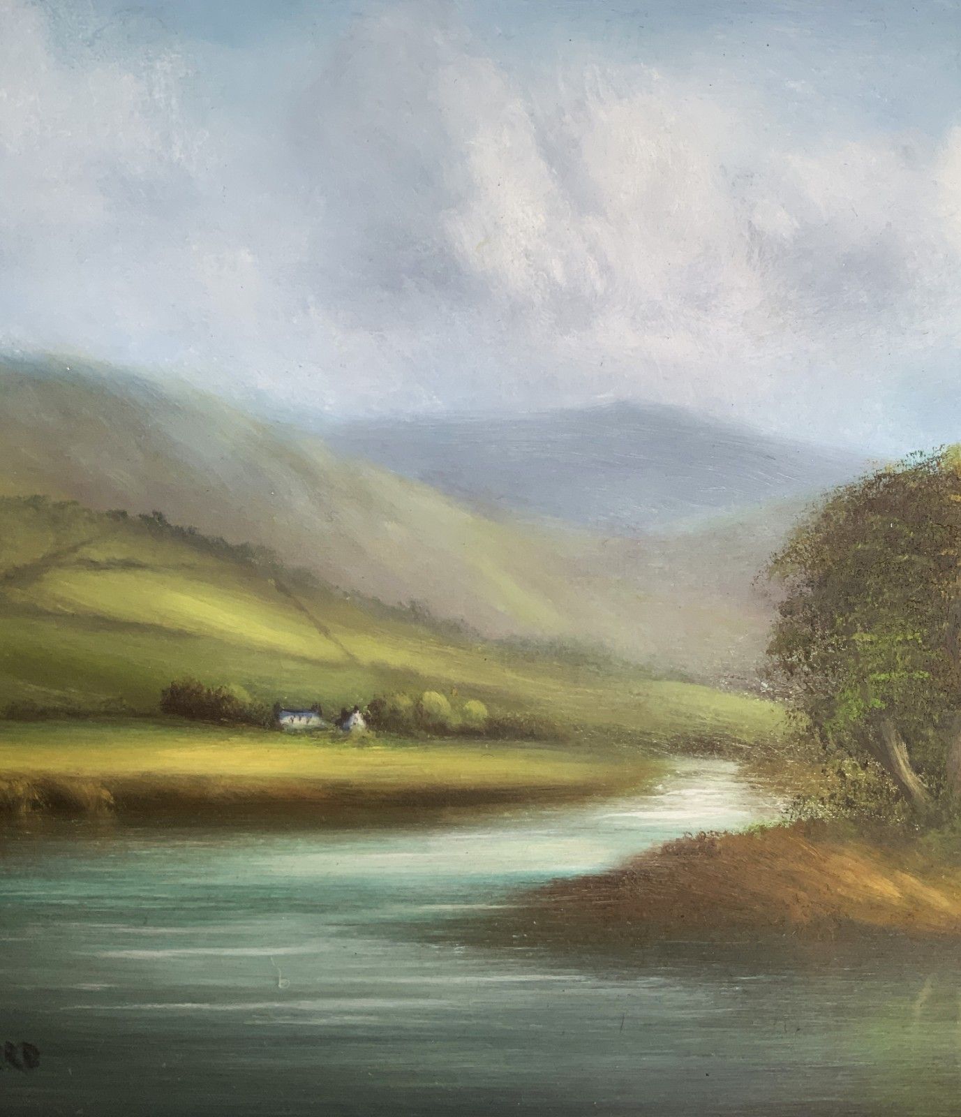 Landscape Oil Painting 'Misty Morning' Original 20th Century Art photo 199.0