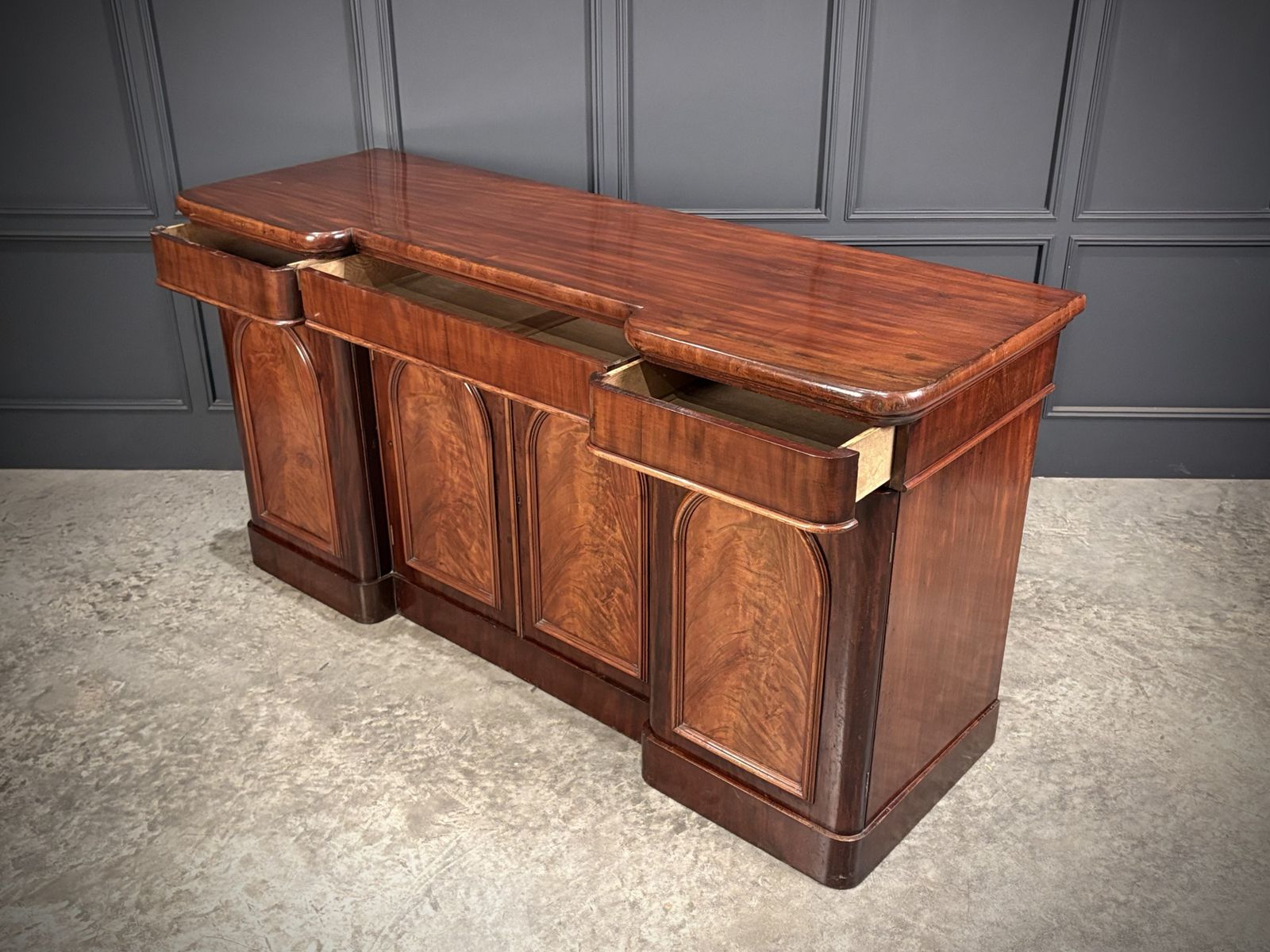 Victorian Mahogany Inverted Breakfront Sideboard photo vintage