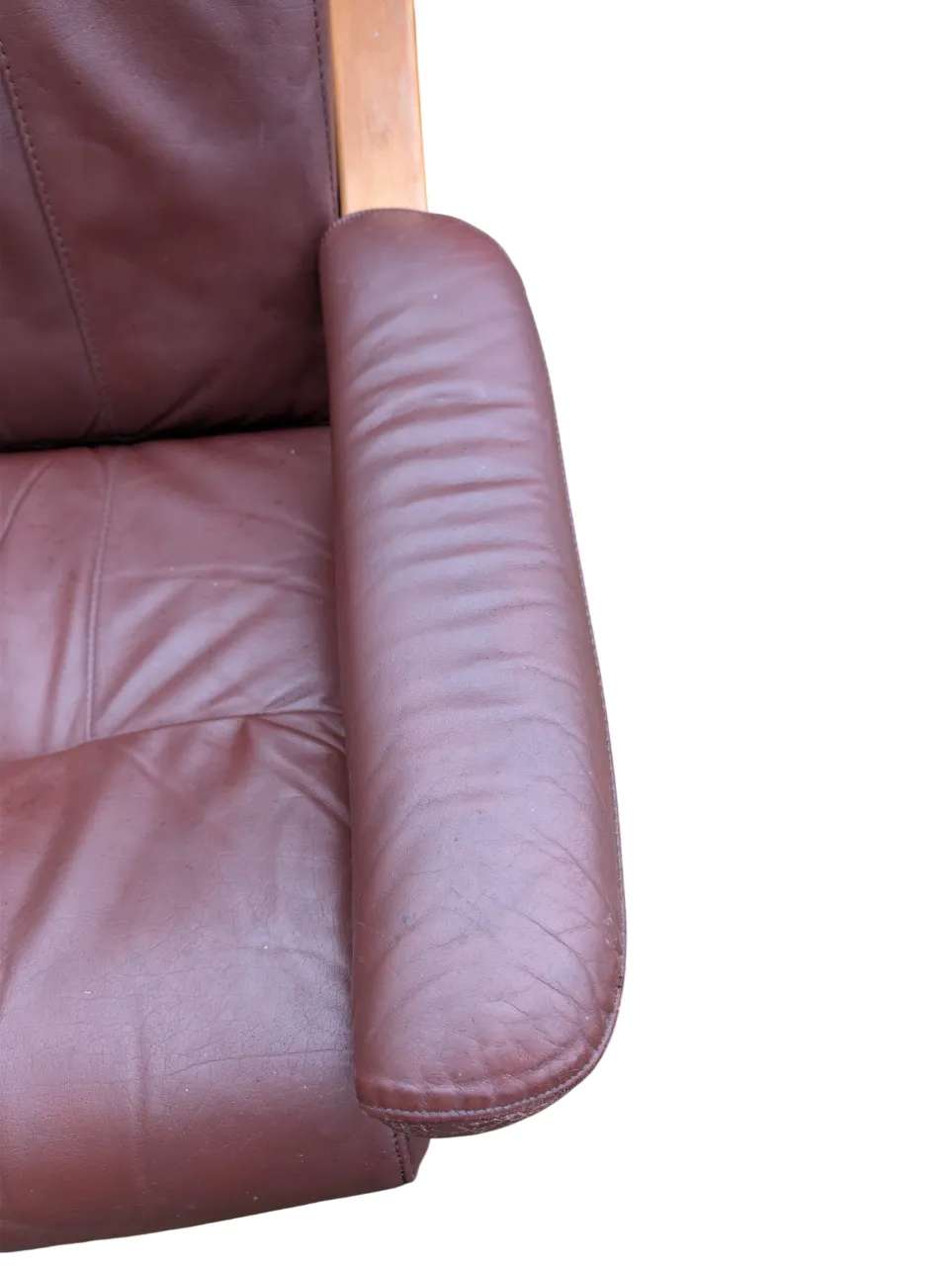 Scandi Brown Leather Beech Lounge Chair, Style Of Ingmar Relling photo 345.0