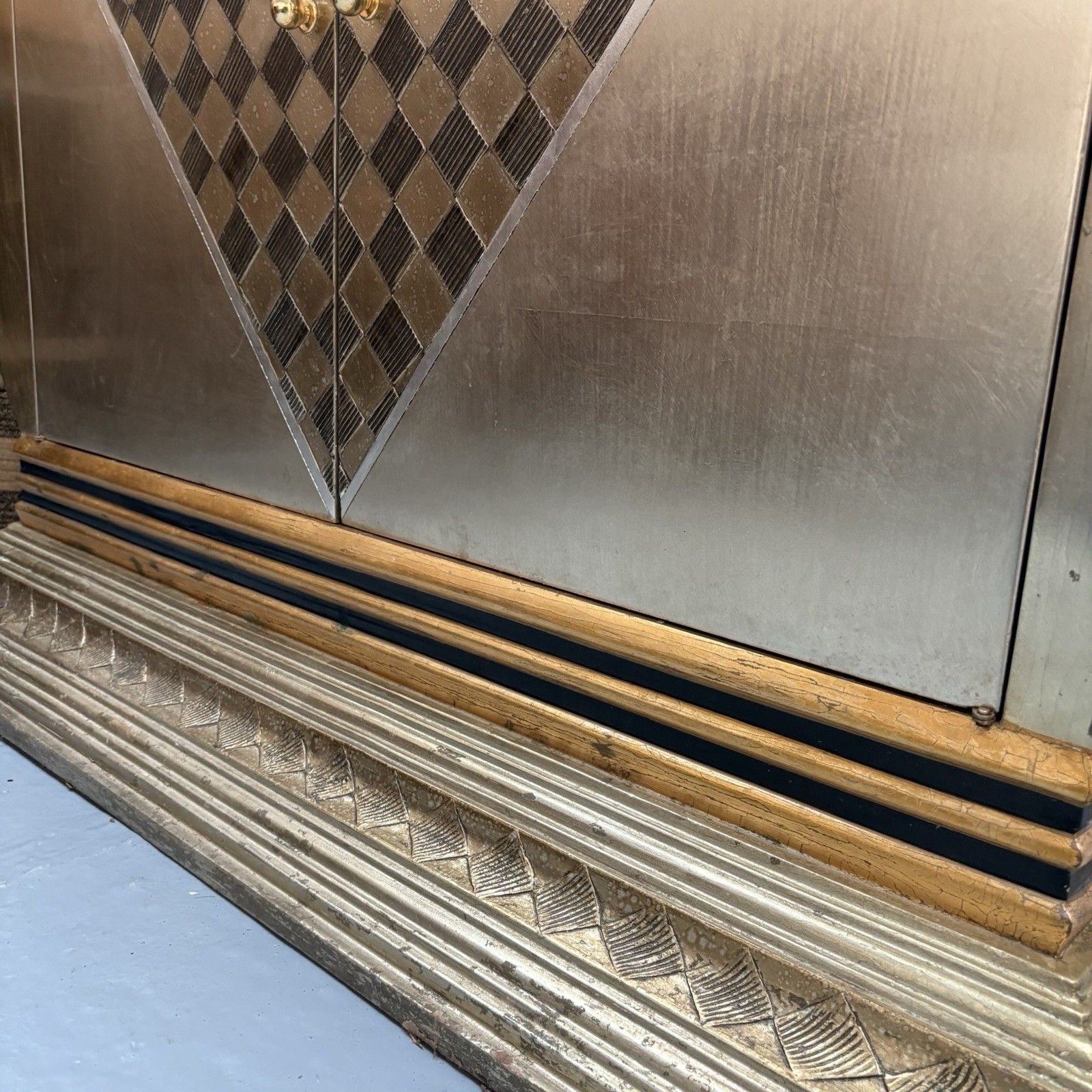 1990s Silver & Gold Hollywood Regency Style  Italian Console Cabinet Sideboard photo buy