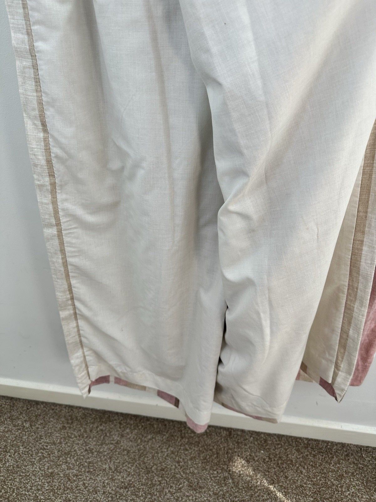 Laura Ashley Awning Stripe Curtains Raspberry 100% Cotton Pencil photo vintage