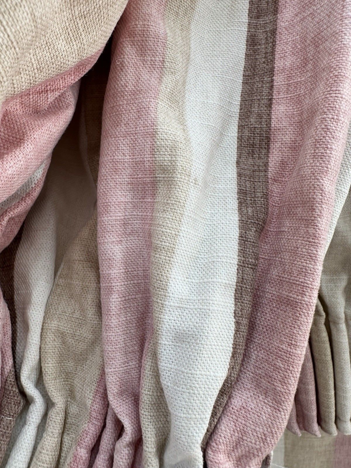 55.0 Laura Ashley Awning Stripe Curtains Raspberry 100% Cotton Pencil photo