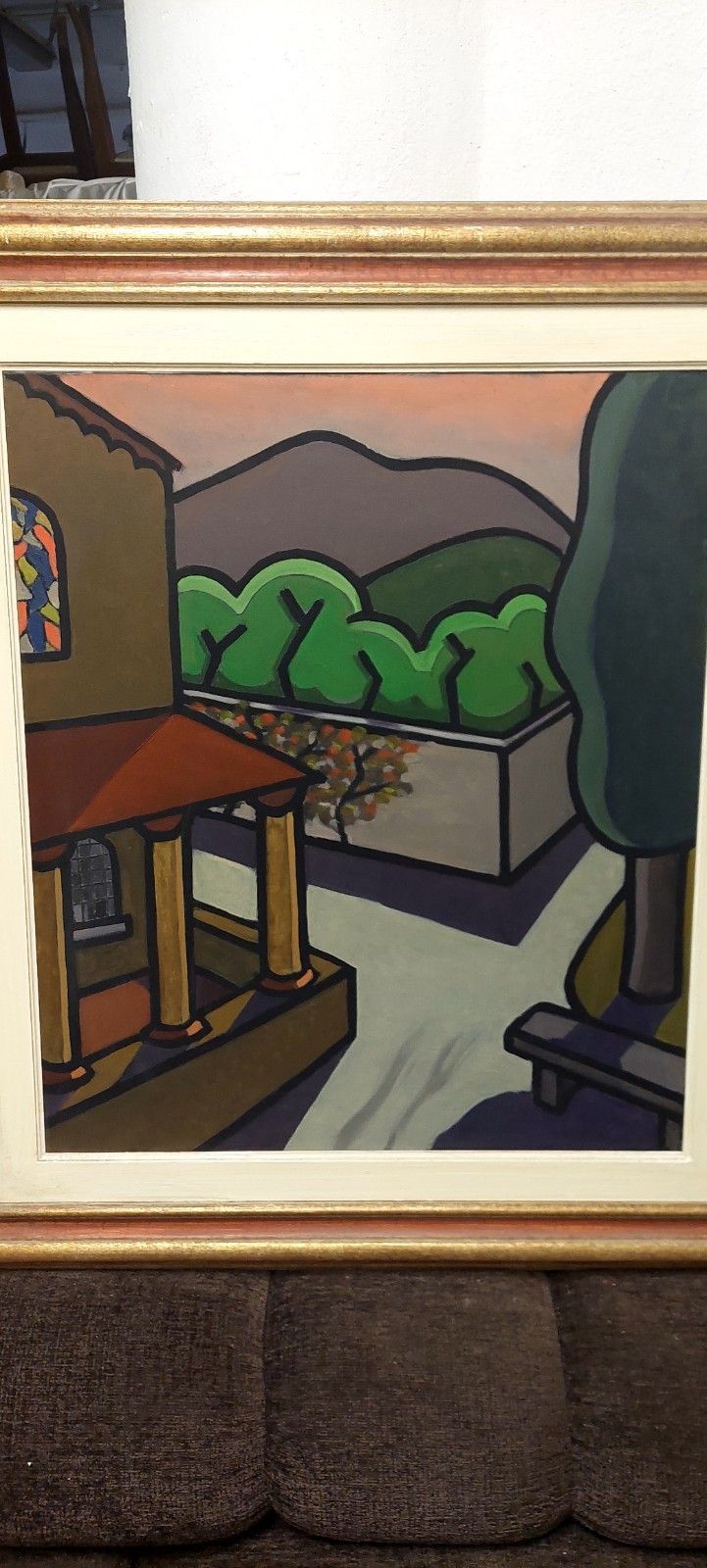 Oil Painting On Canvas The Corner Of The Parish Church Franco Prayer (1924) 70 X 50 Cm photo furniture