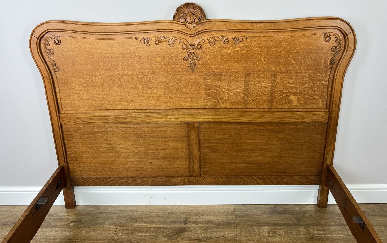 Bed Vintage French Louis XVI Double Bed Frame Oak Carved Headboard Lot 4875 photo 399.0