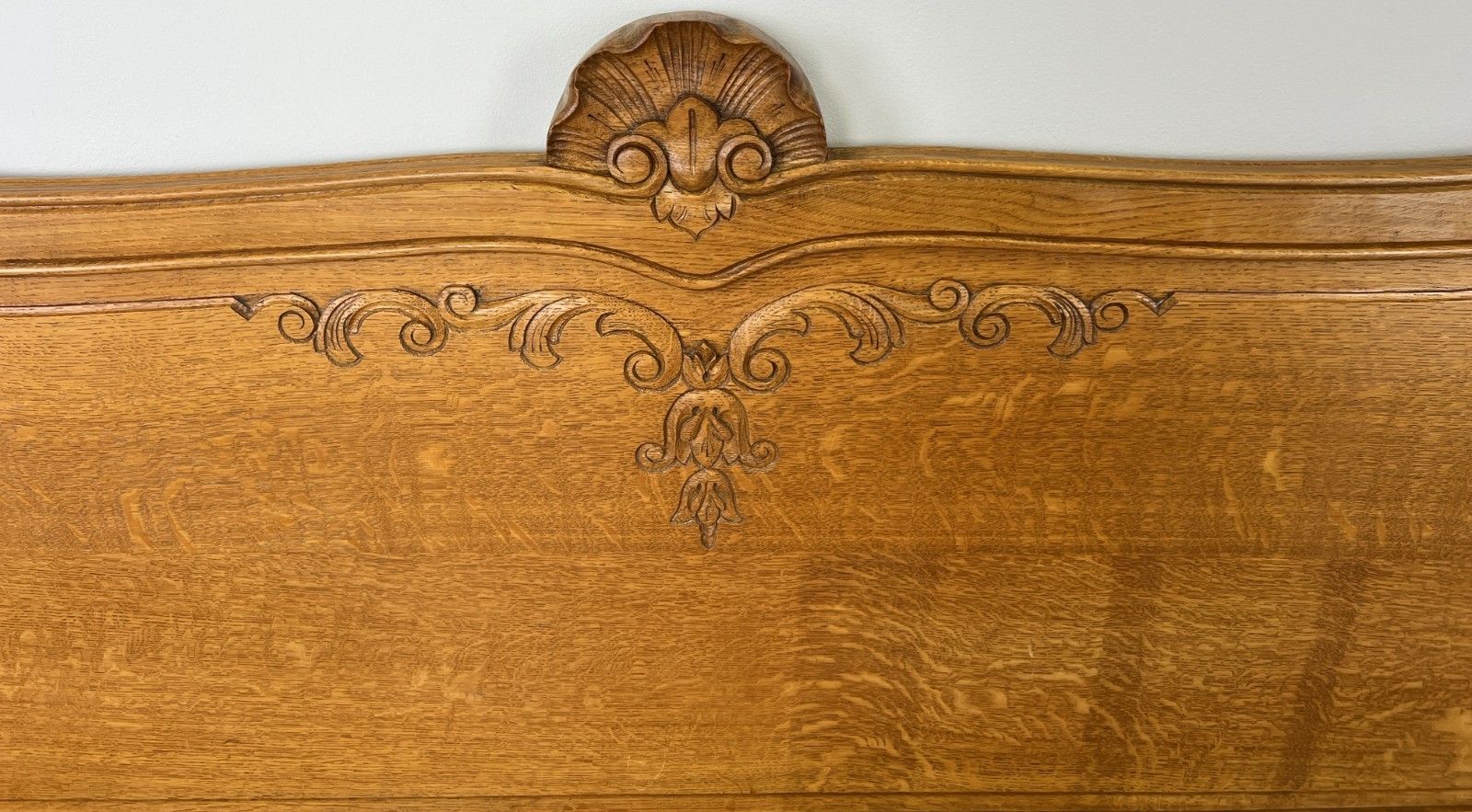 Furniture Bed Vintage French Louis XVI Double Bed Frame Oak Carved Headboard Lot 4875 photo