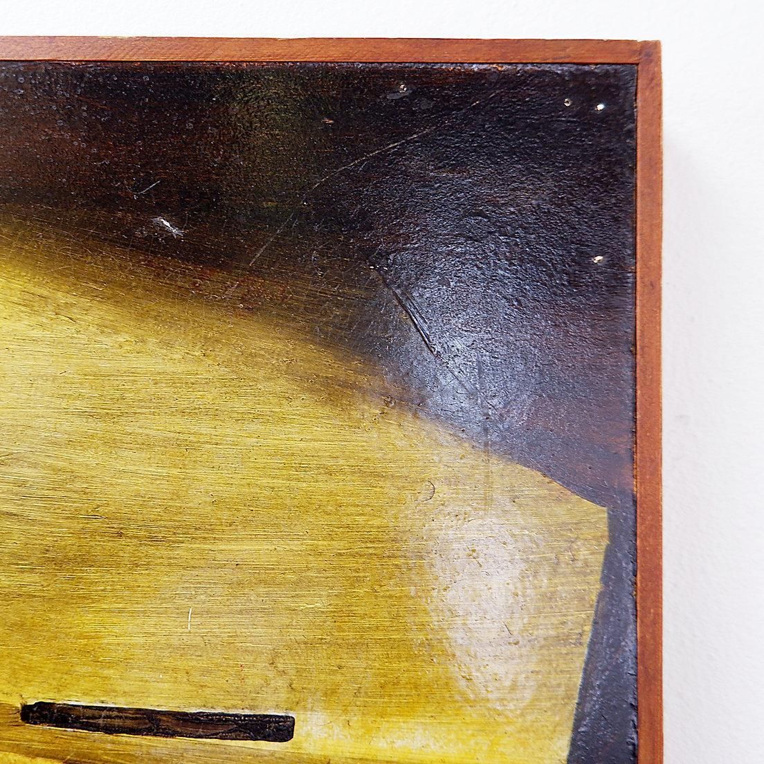 Geometric Abstract Wall Art Painting Panel In Yellow & Orange, 20th Century photo vinterior