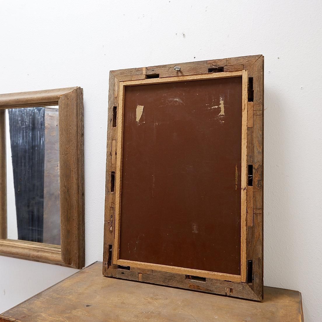 Pair Of Raw Wood Mirrors With A Beautiful Patina   Circa 1950 photo Home Decor