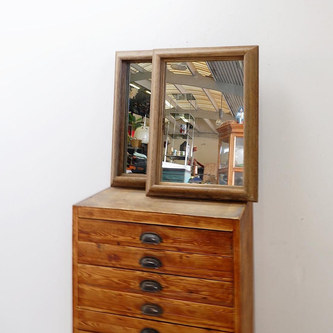 photo furniture Pair Of Raw Wood Mirrors With A Beautiful Patina   Circa 1950