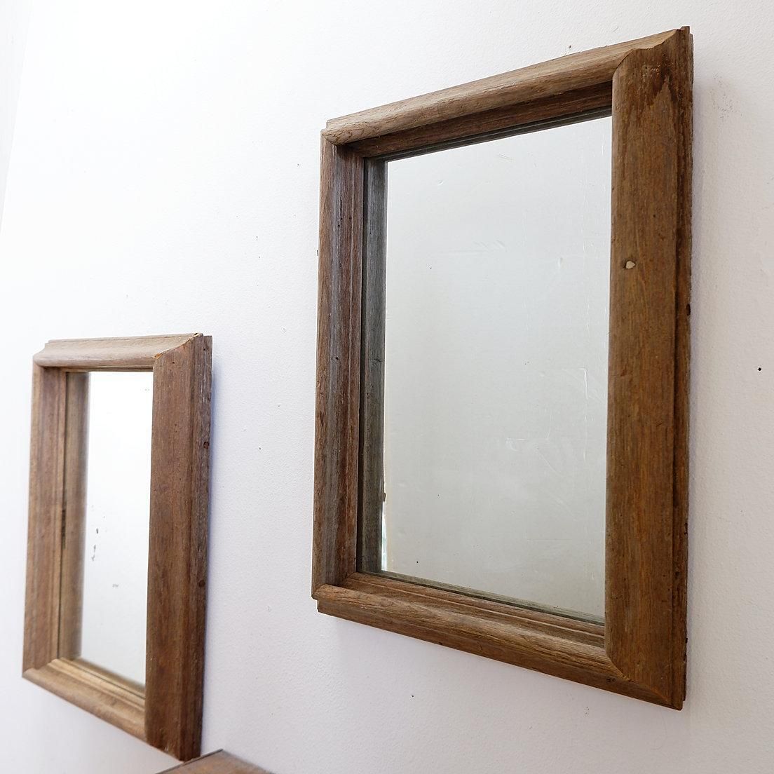 photo for sale Pair Of Raw Wood Mirrors With A Beautiful Patina   Circa 1950