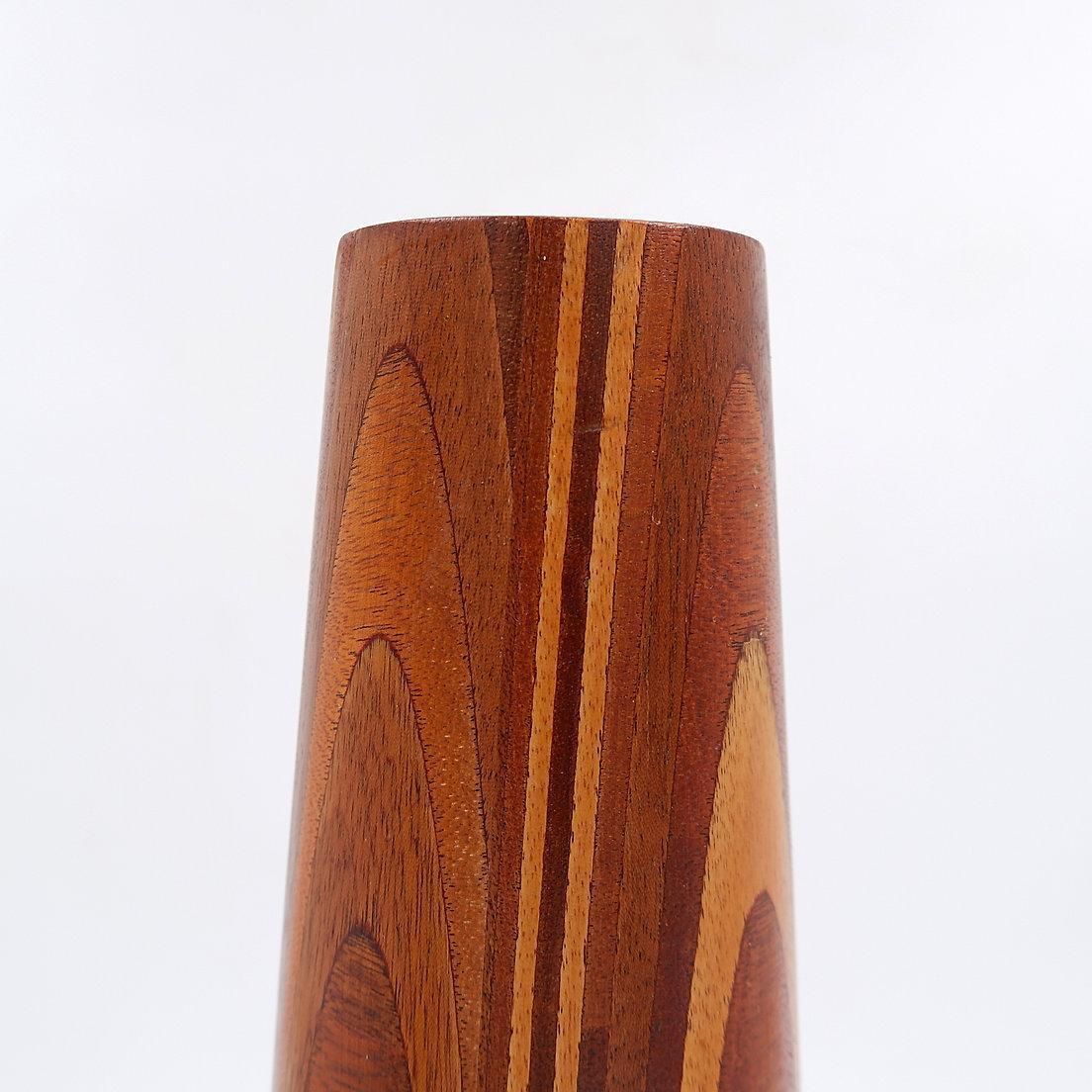 Mid Century Scandinavian Wooden Vase   1960s   H:36cm photo for sale