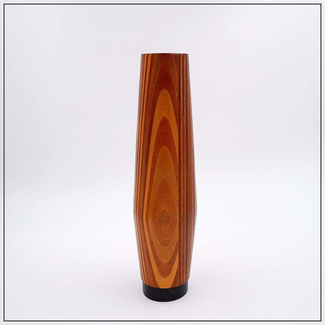 Home Decor Mid Century Scandinavian Wooden Vase   1960s   H:36cm photo
