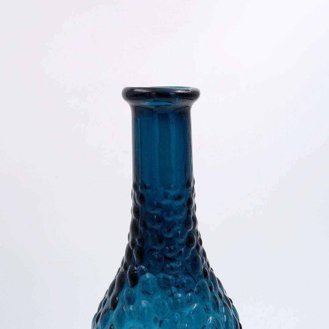 Mid Century Italian "Genie" Bottle In Blue Empoli Glass   1960s photo 267.0