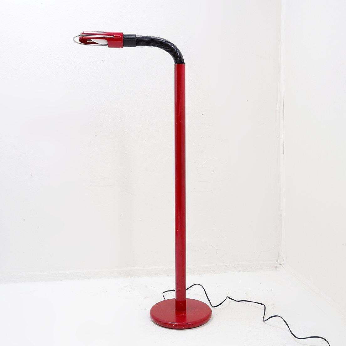 Space Age Floor Lamp With A Dark Red Shade   1970s photo for sale