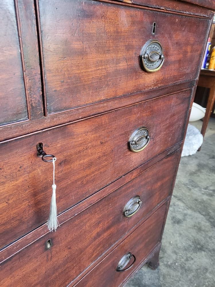 Antique Georgian 2 Over 3 Chest Of Drawers Splayed Legs photo furniture