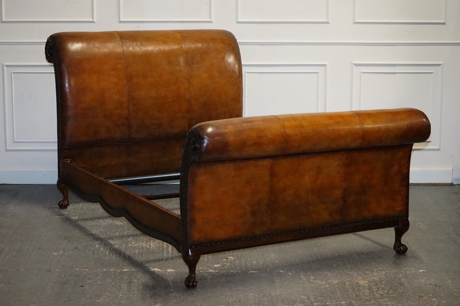 Kingsize Hand Dyed Leather Bonaparte Carved Bed And So To Bed Rrp £14,000 photo furniture