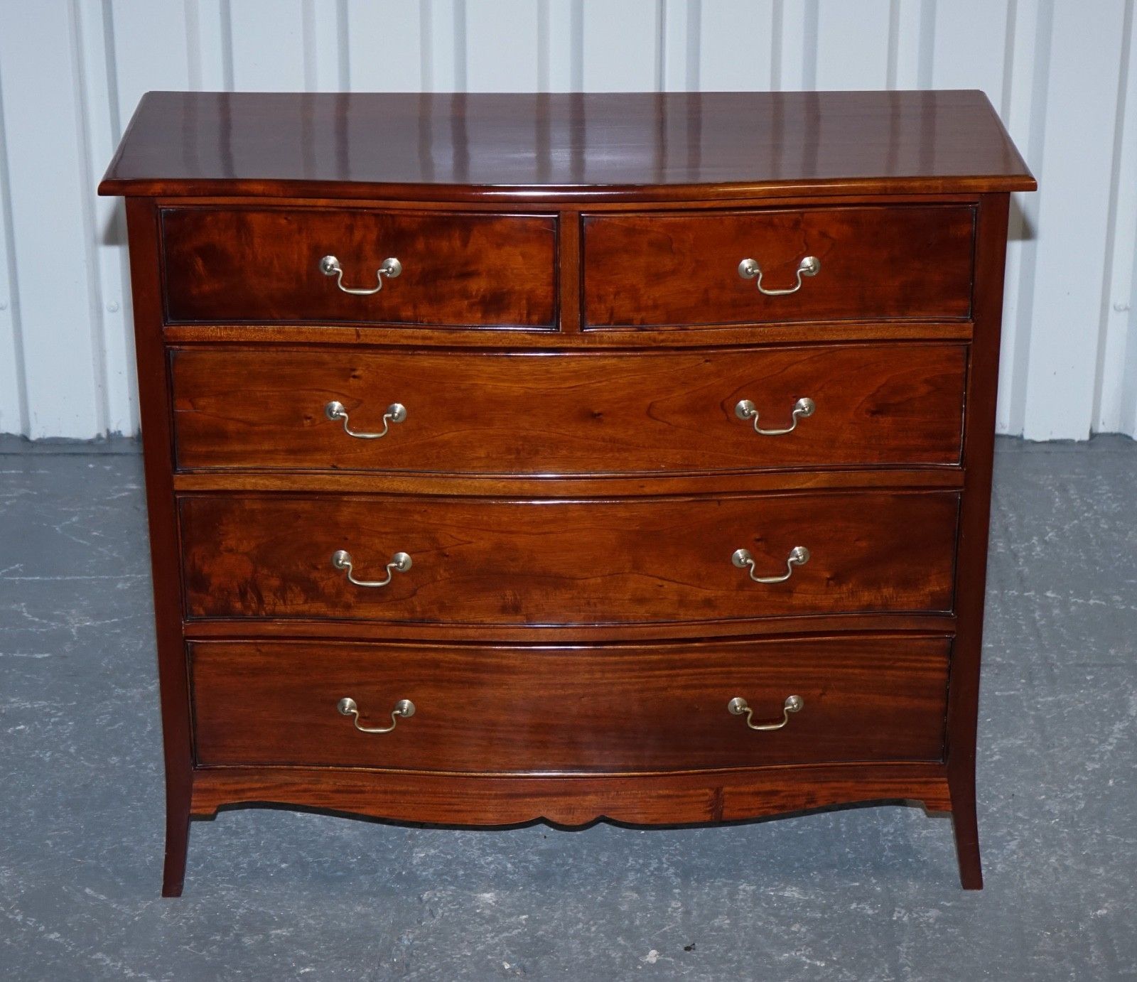 Georgian Revival Style Serpentine Chest Of Drawers Made By Brights Of Nettlebed photo for sale