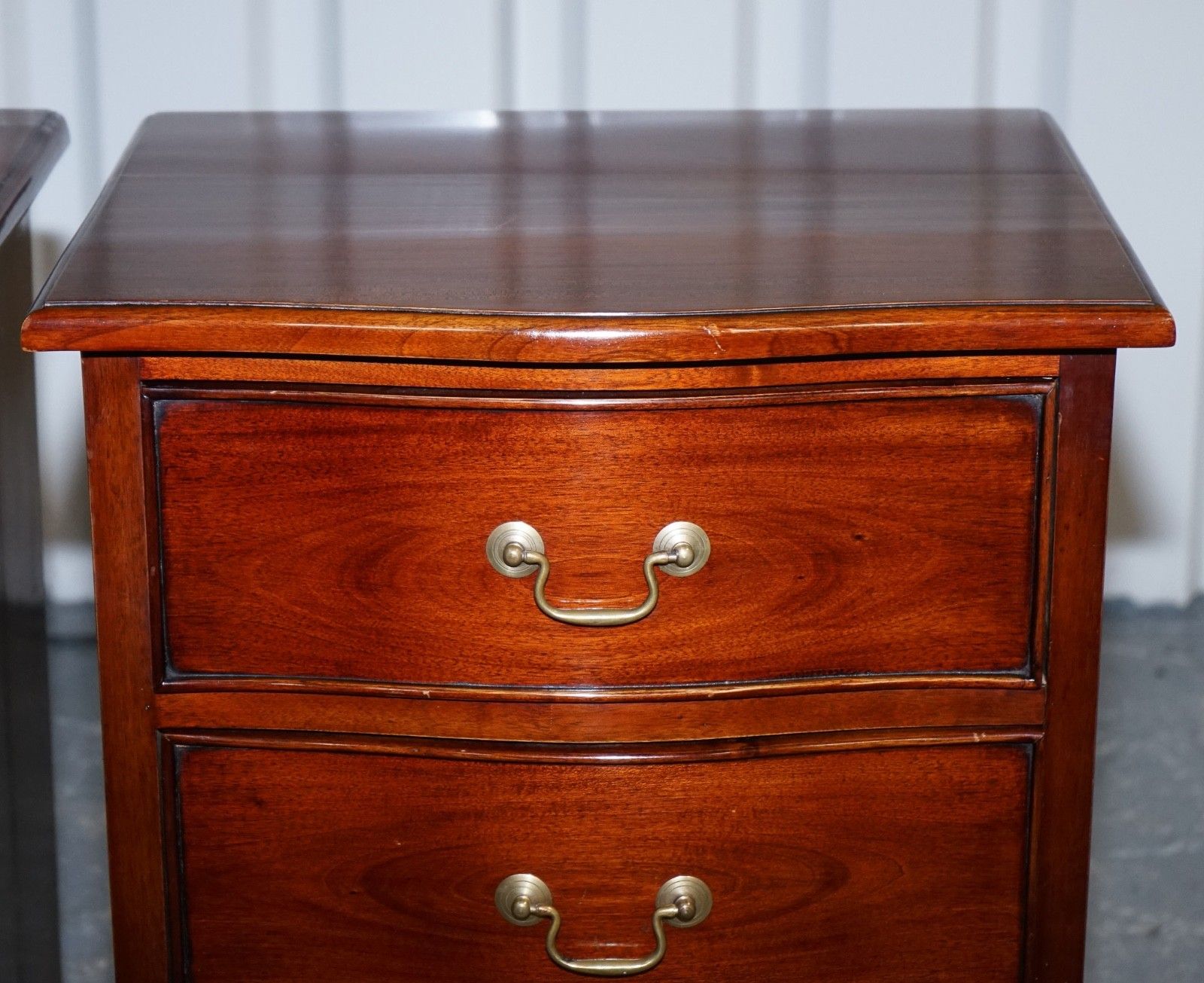 Georgian Revival Style Serpentine Nightstands Bedsides By Brights Of Nettlebed photo vintage