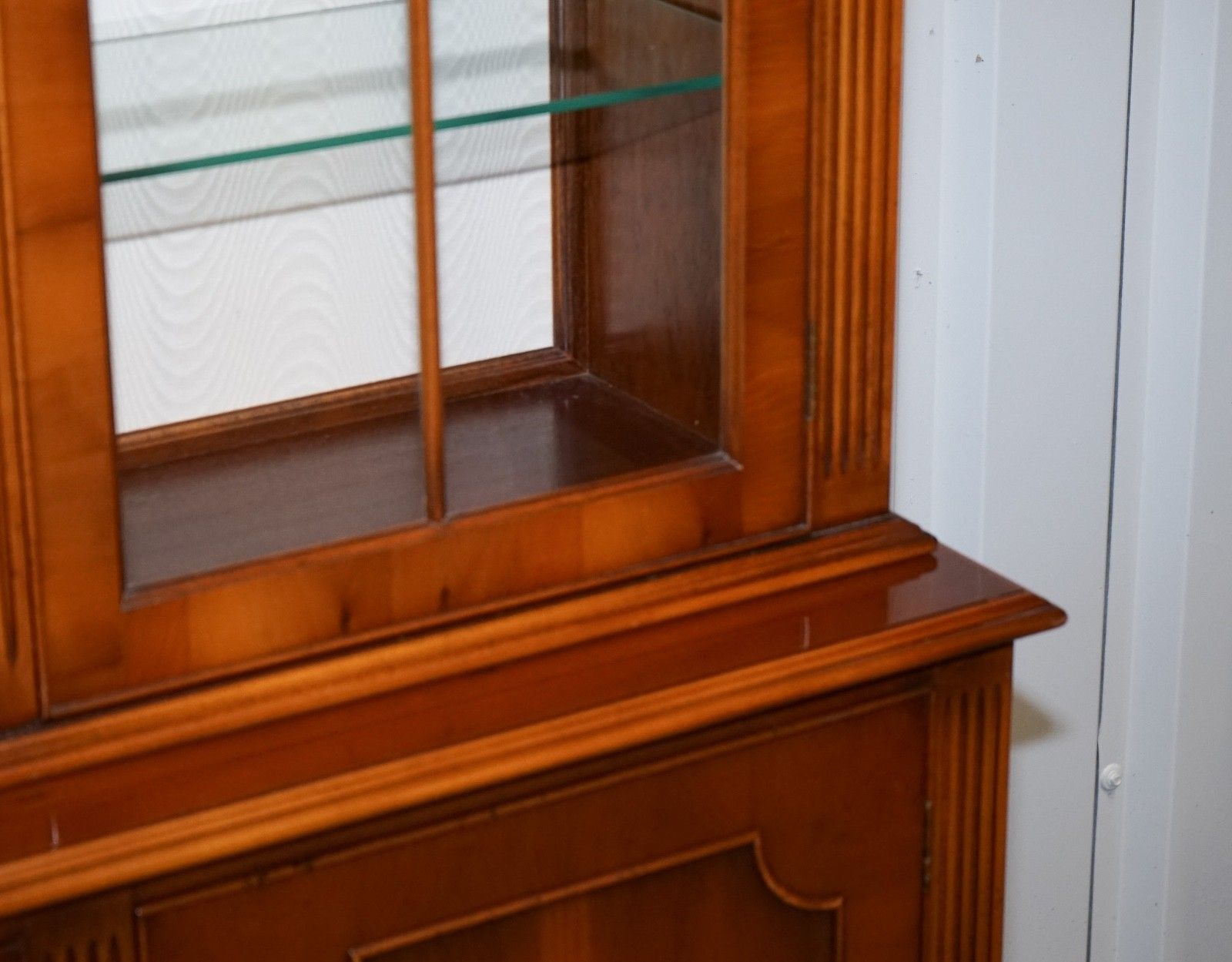 photo for sale Antique Georgian Style Yew Wood Four Door Display Cabinet Bookcase