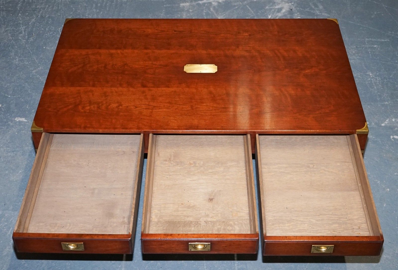 Large Military Campaign Reh Kennedy Harrods Coffee Table With Three Deep Drawers photo vintage