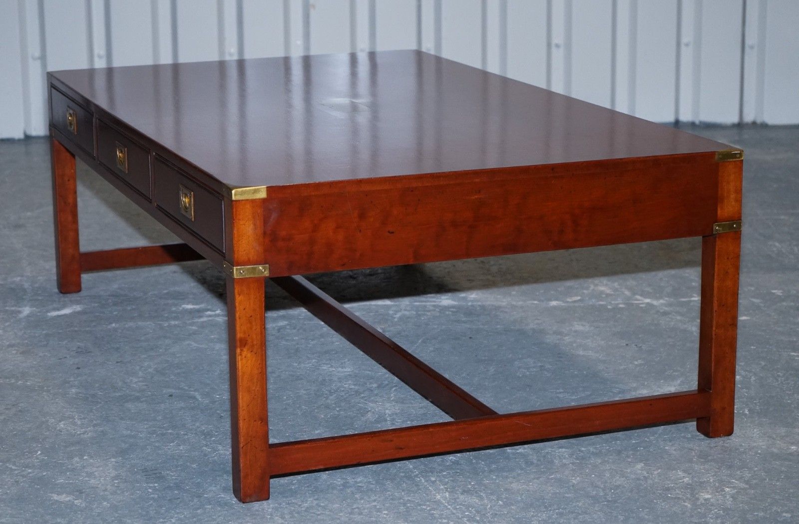 photo vintage Large Military Campaign Reh Kennedy Harrods Coffee Table With Three Deep Drawers