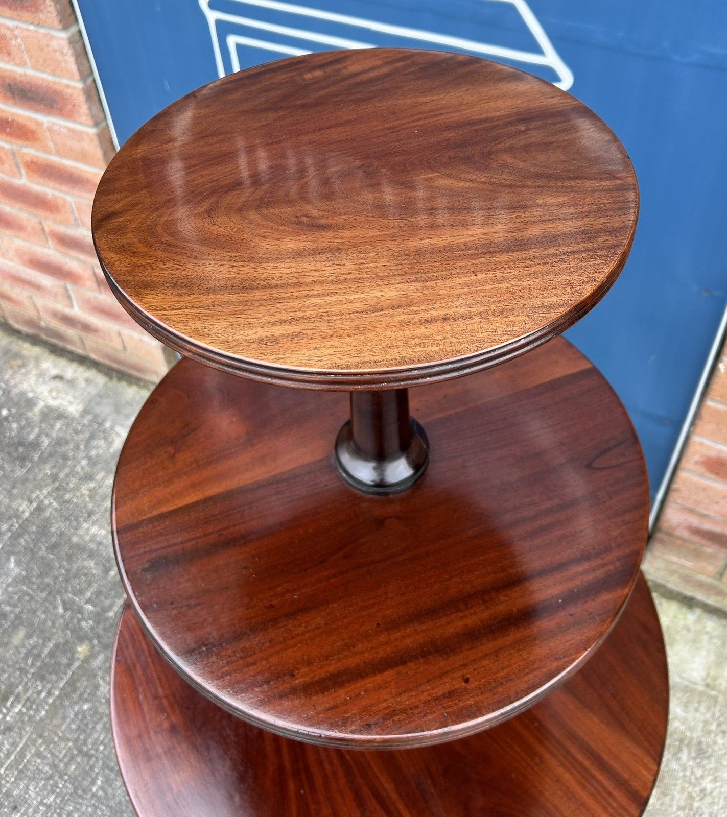 Quality Reproduction Antique Regency Style Mahogany Three Tier Dumb Waiter Stand photo vintage