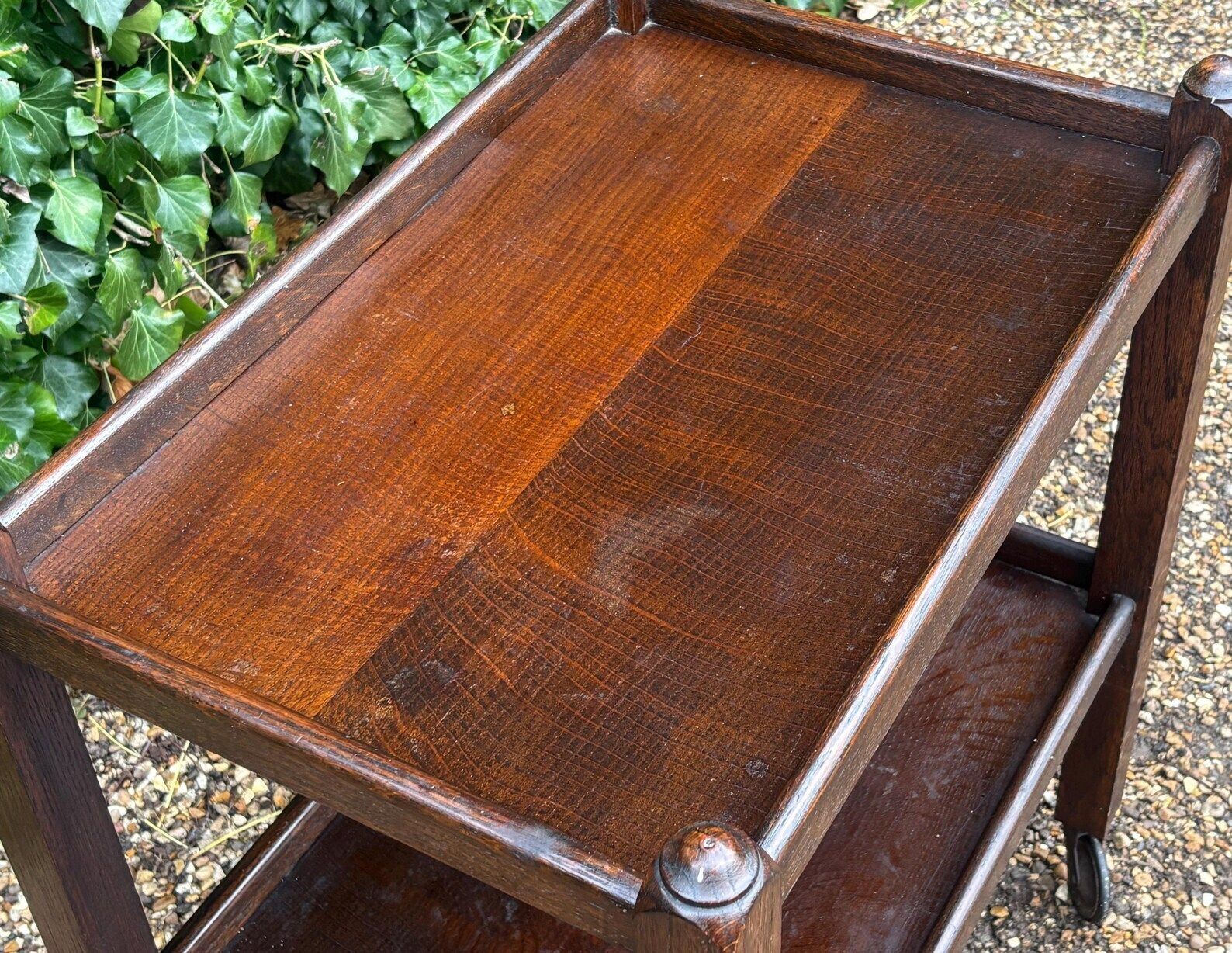 Vintage 1920’s Oak Tea Trolley Cart photo vintage