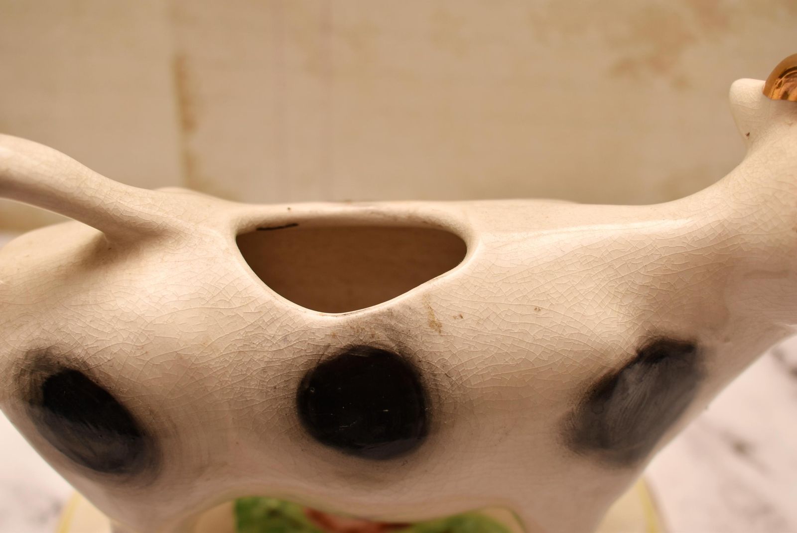 Staffordshire Cow Creamer   Gorgeous Large Porcelain 19th Century Jug With Lid photo vintage