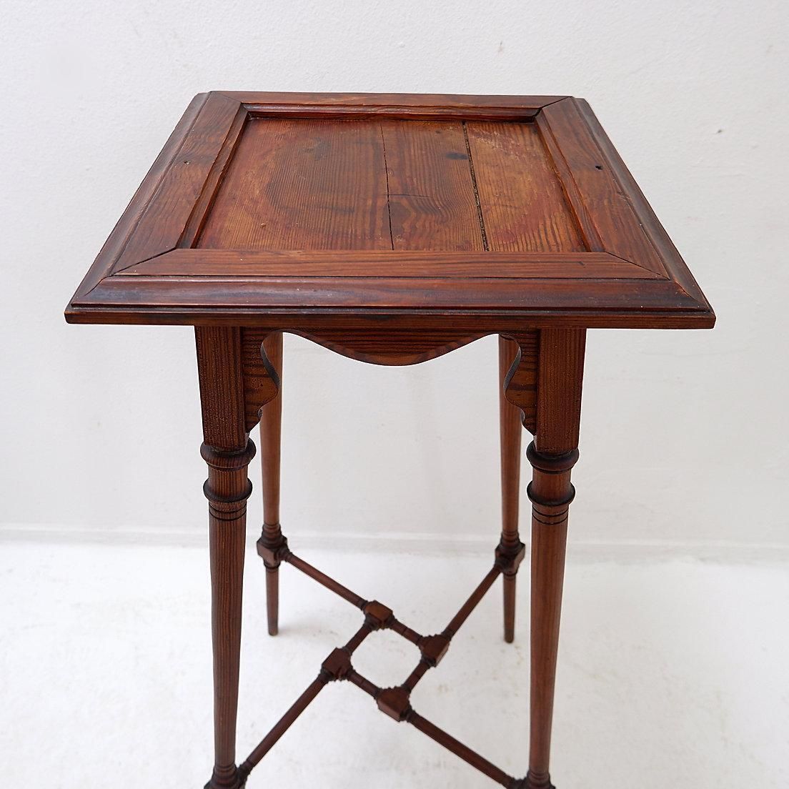 photo for sale Antique Wooden Sellette Plant Stand, Art Nouveau Vintage Design
