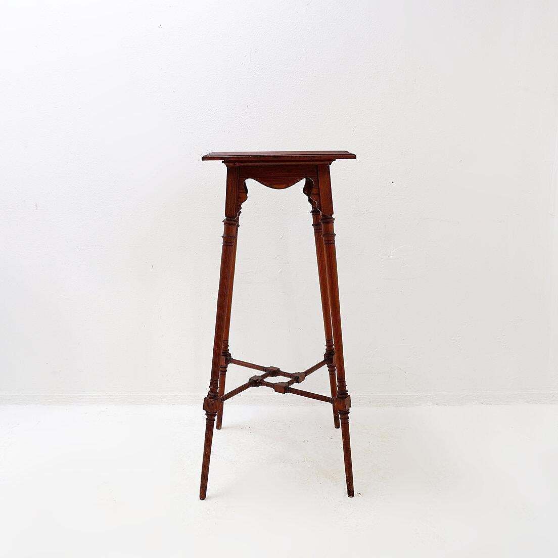 Home Decor Antique Wooden Sellette Plant Stand, Art Nouveau Vintage Design photo