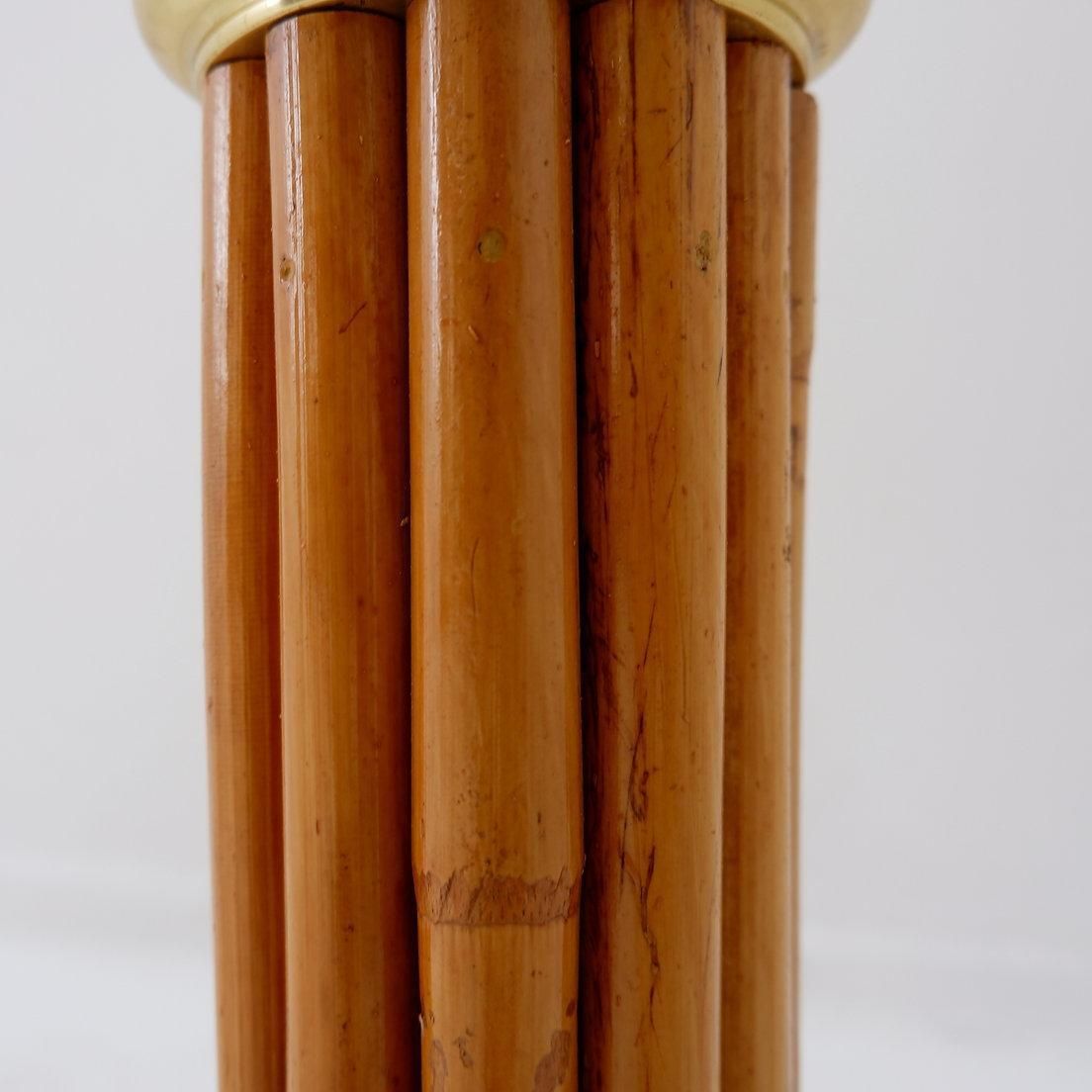 Vintage Bamboo And Brass Table Lamp, 1980s, 35cm Diameter, 66cm Height photo for sale