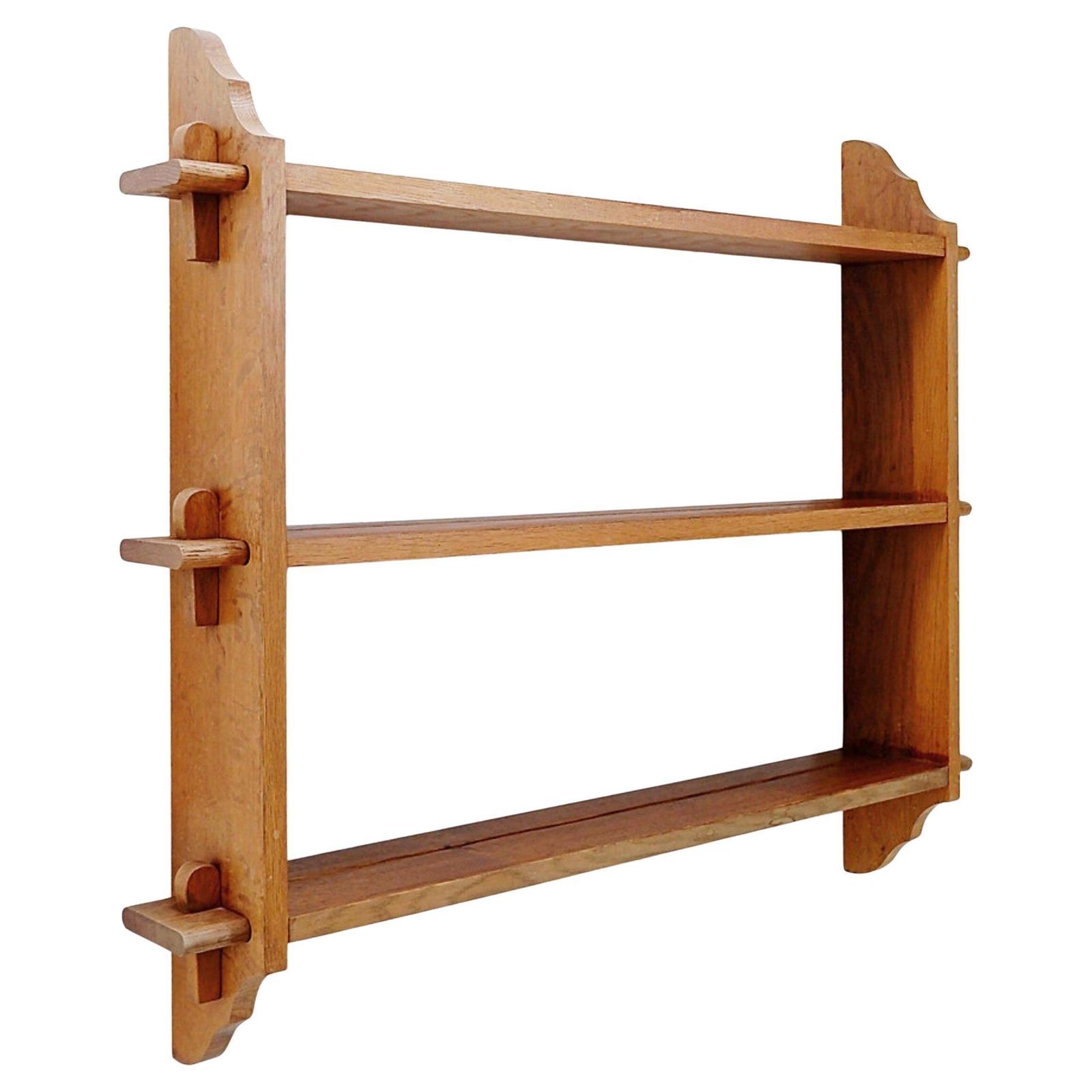Mid Century Arts & Crafts Style Pegged Wall Hung Shelves
