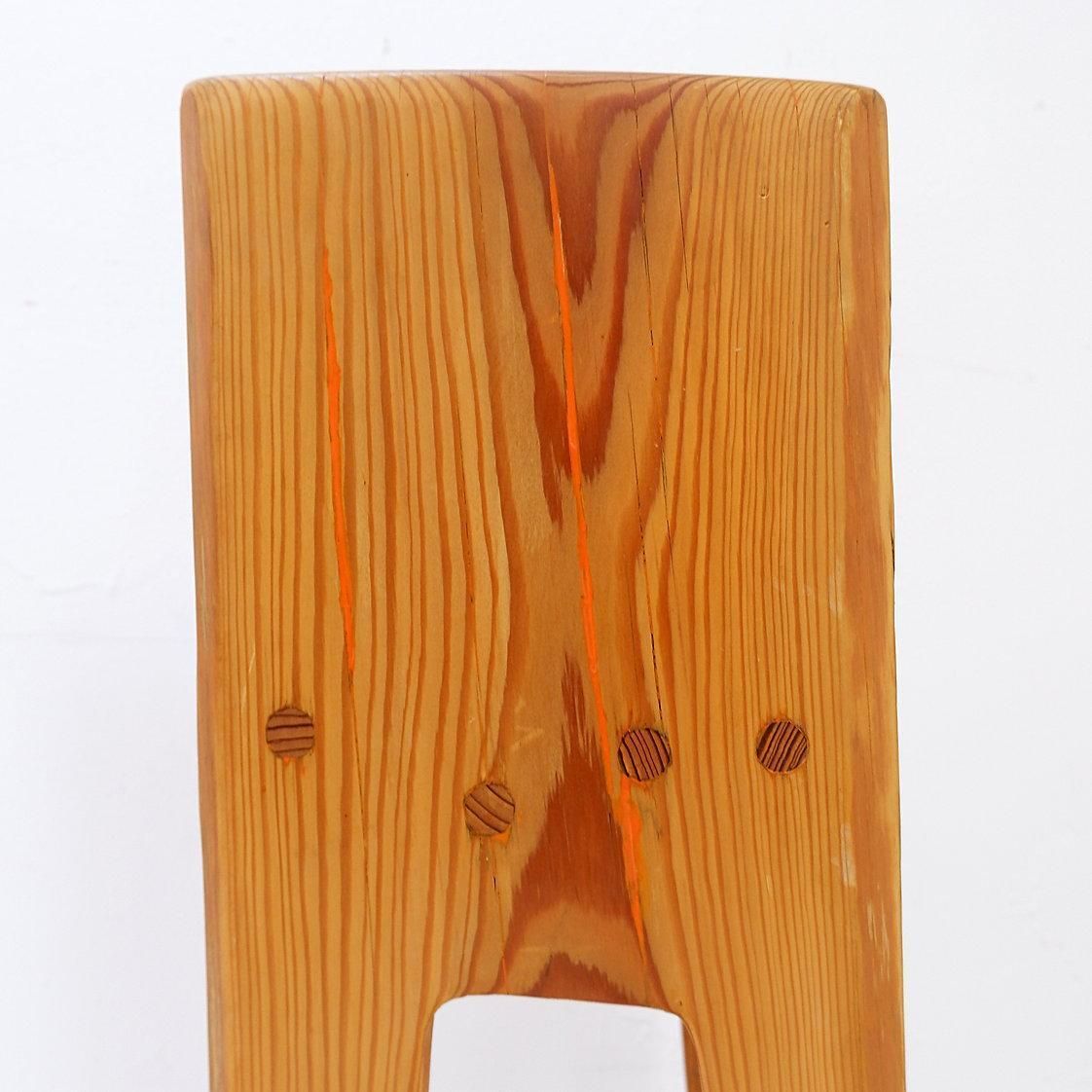 Sculptural High Chair In Brutalist Style In Solid Oak Inspired By Wabi Sabi photo for sale