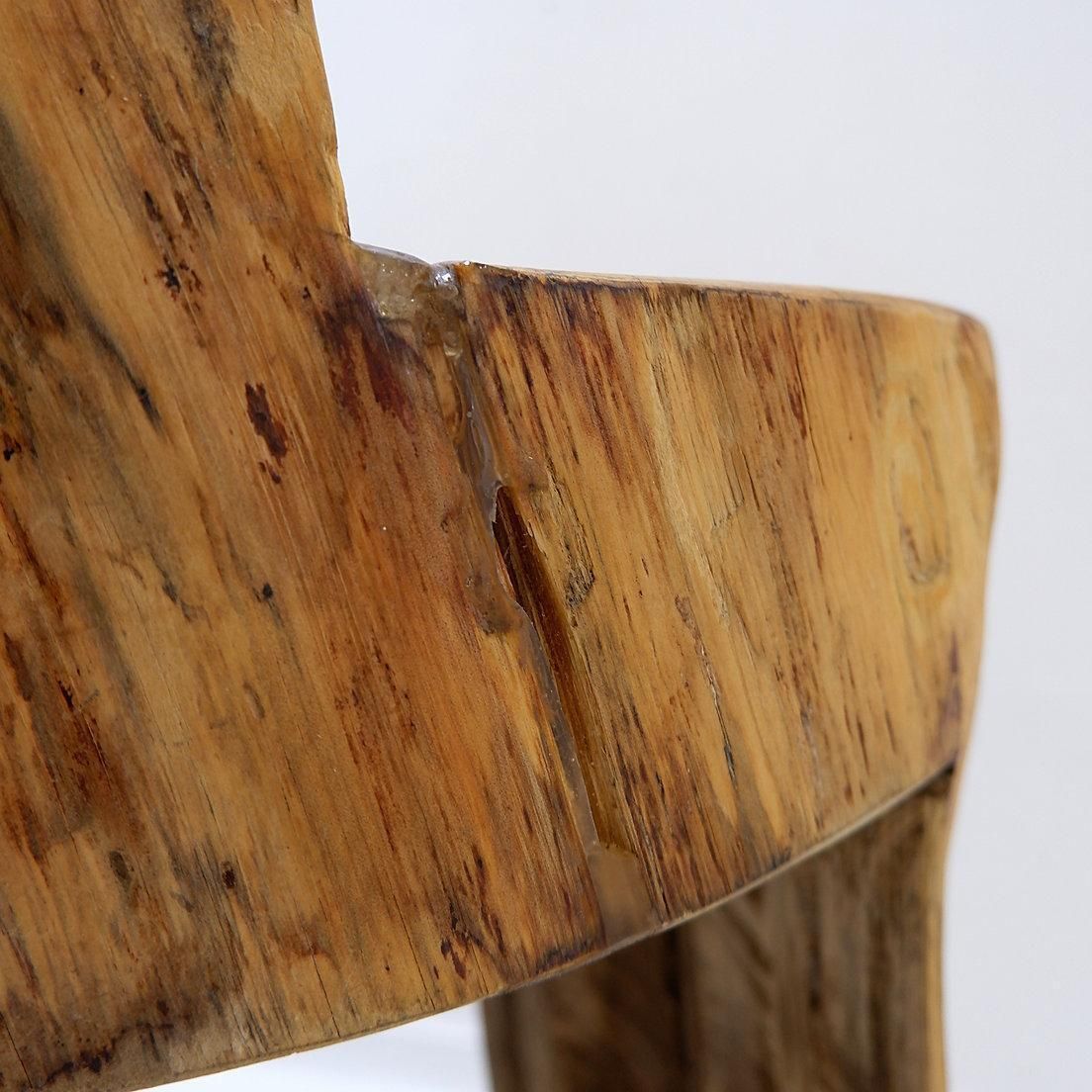1591.0 Sculptural Brutalist Chair In Solid Oak In Wabi Sabi Style photo