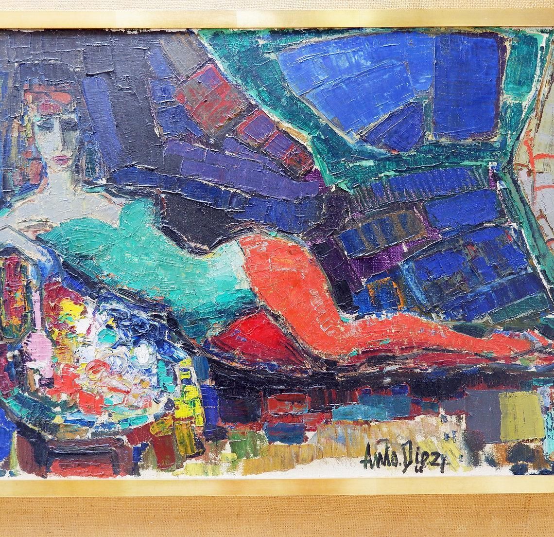 photo vinterior Anto Diez (1914 1992) "Circus Danseres" 1968 Painting On Canvas
