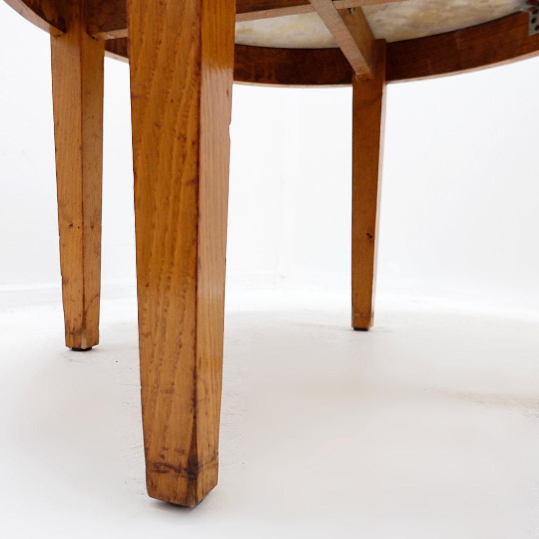 Round Wooden Coffee Table With A Marble Top Made Of Aleppo Breccia photo vinterior