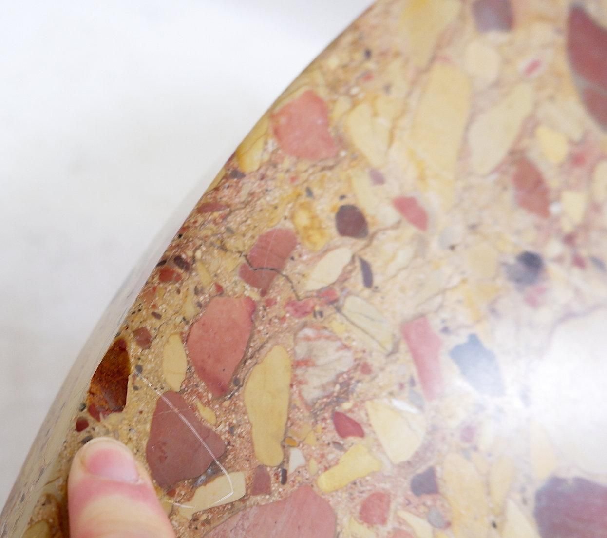 photo for sale Round Wooden Coffee Table With A Marble Top Made Of Aleppo Breccia