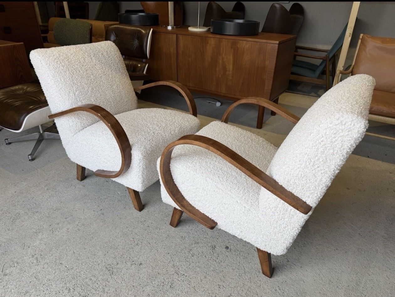 Pair Of Jindrich Halabala Armchairs, Art Deco, Vintage, Retro, Mid Century photo vintage