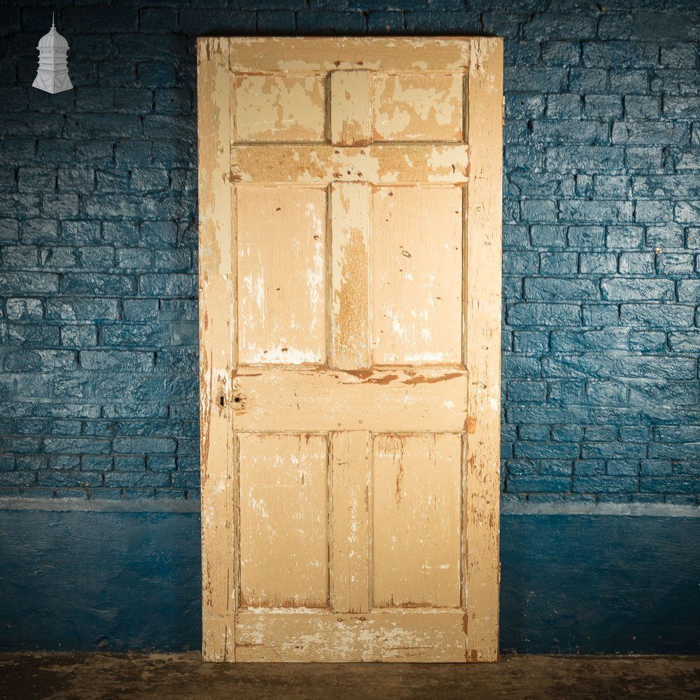 photo furniture 6 Panel Door, Six Moulded Panels, Distressed Cream Paint