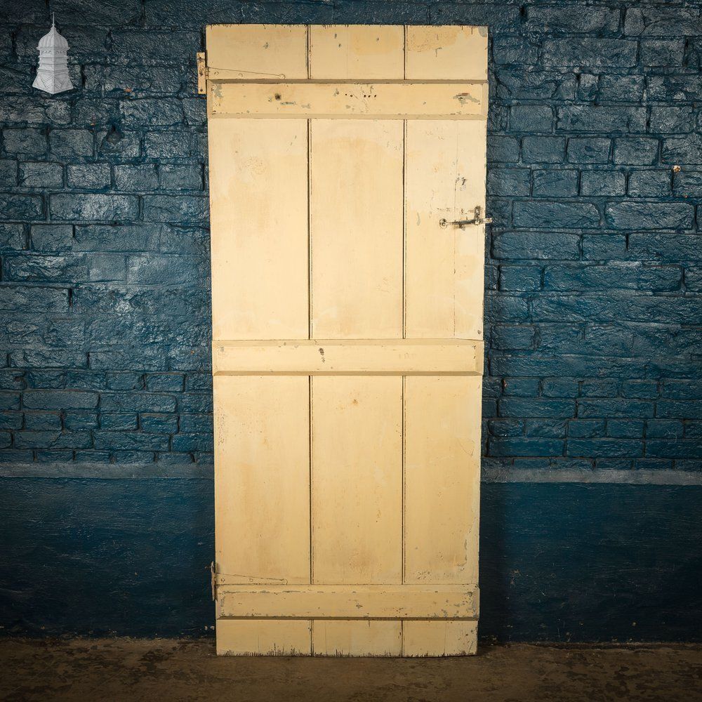 Reclaimed 3 Plank Door – Distressed Cream Paint photo vintage