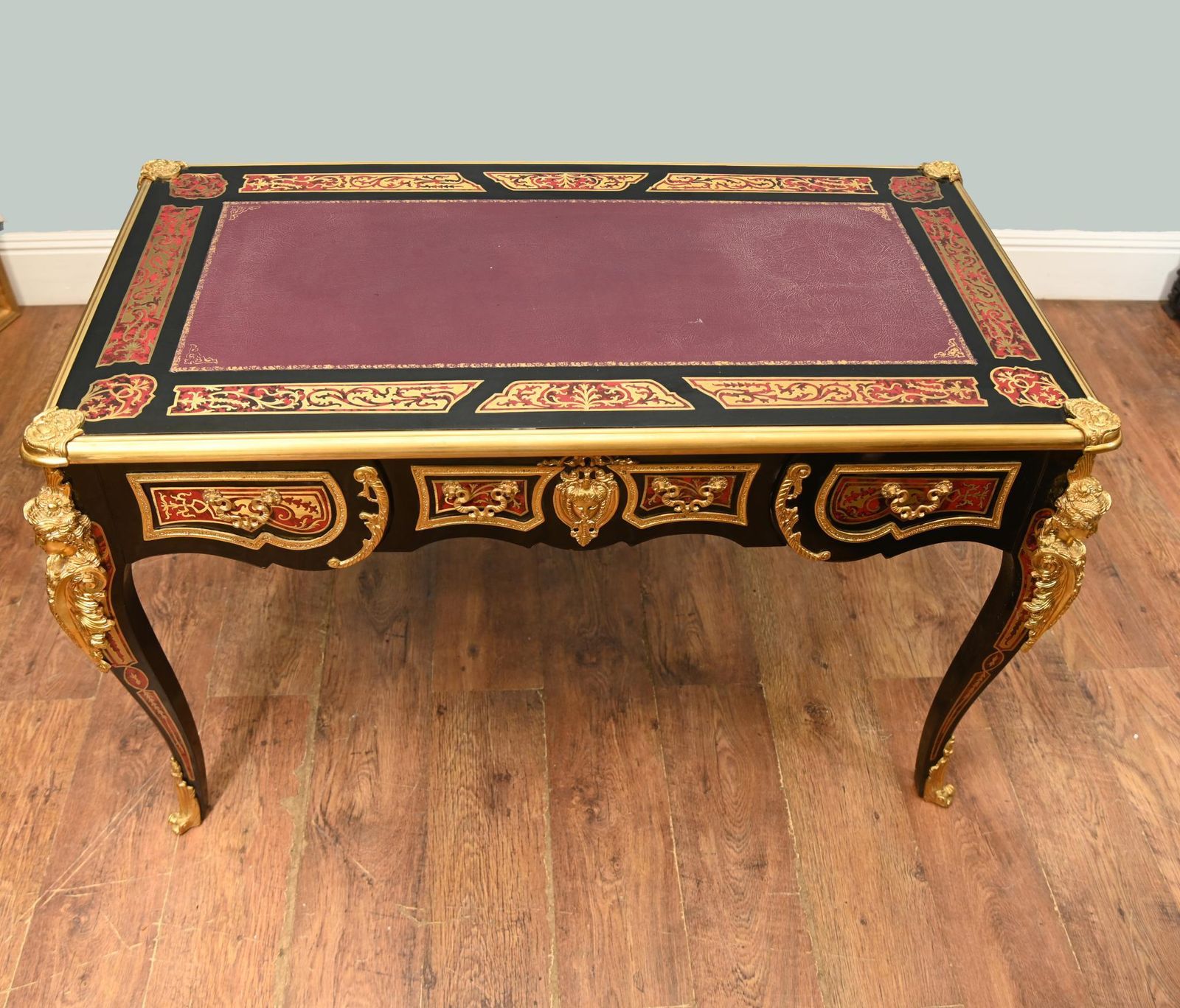 Boulle Bureau Plat Desk Inlay Writing Table Napoleon III photo vinterior