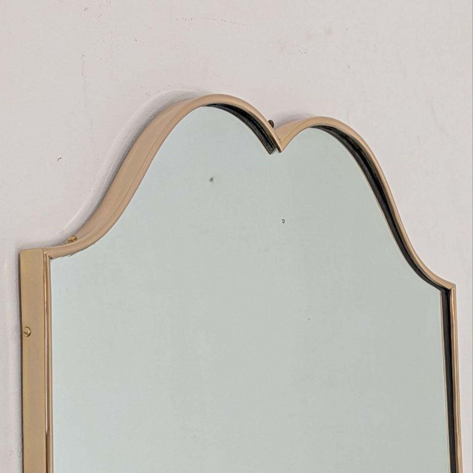 1950s Italian Brass Shield Shaped Mirror In The Style Of Gio Ponti photo 1248.0