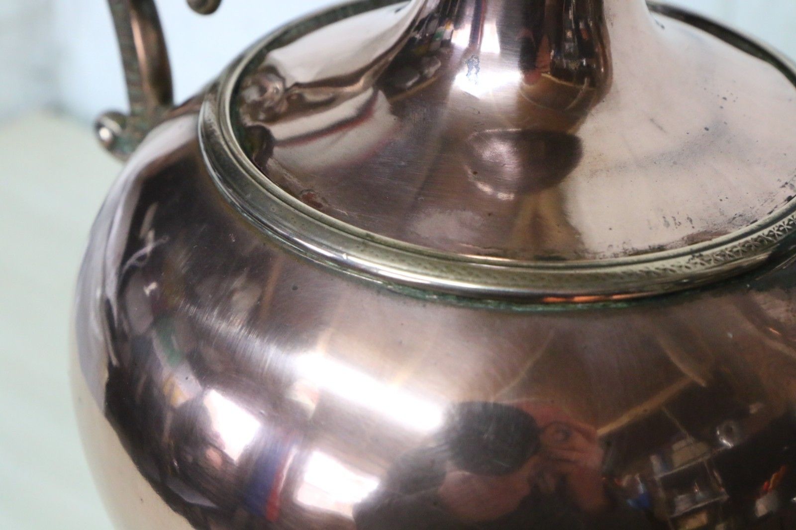 photo furniture Antique Copper Samovar With Brass Fittings Lovely Decorative Piece 19th Century