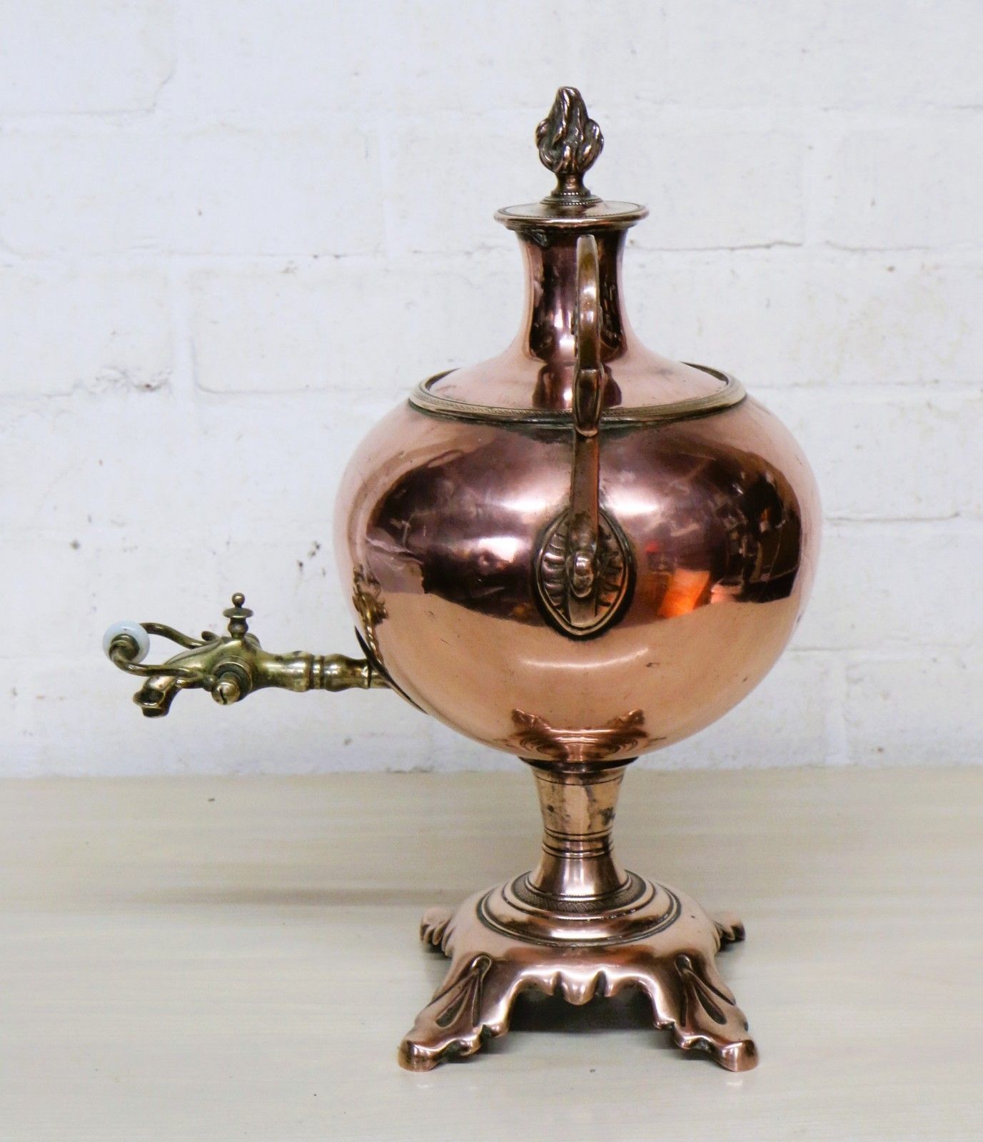 photo for sale Antique Copper Samovar With Brass Fittings Lovely Decorative Piece 19th Century