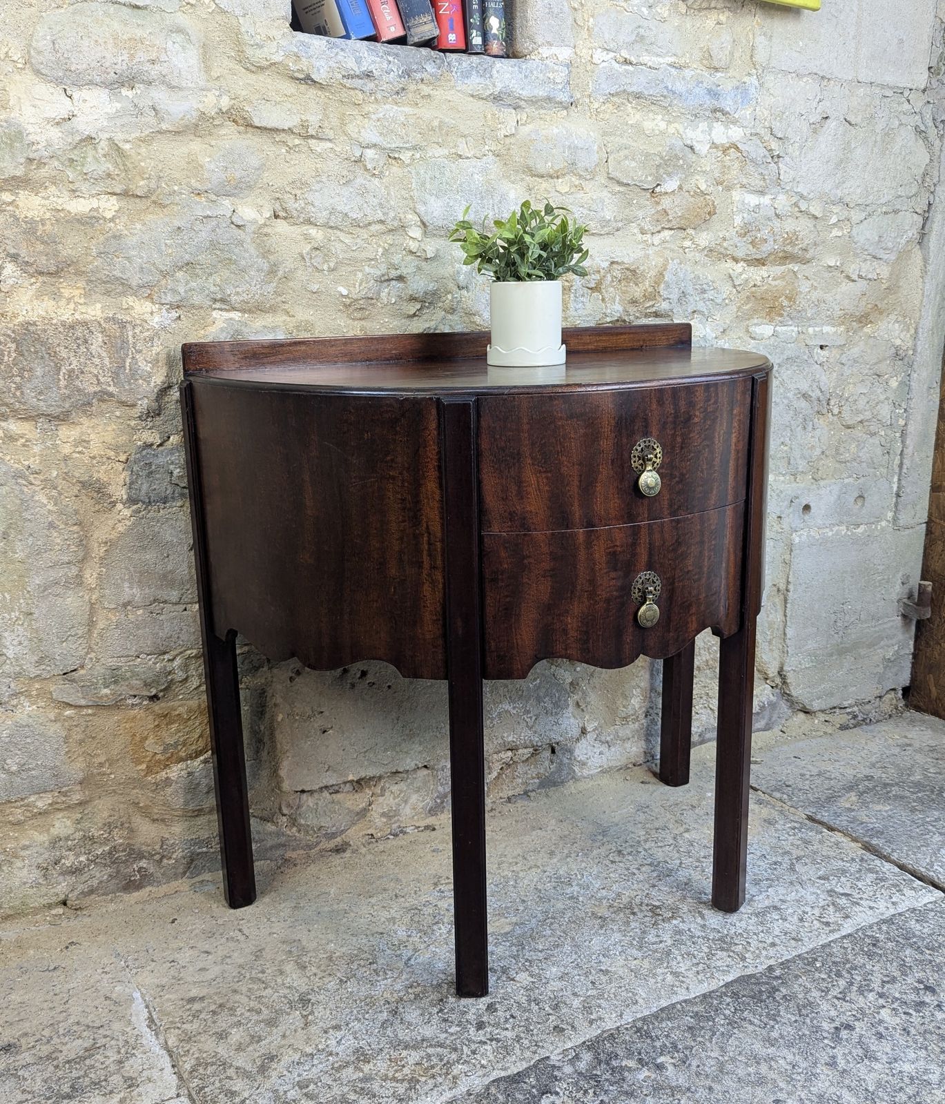 Georgian Mahogany Demi Lune Console With Drawers