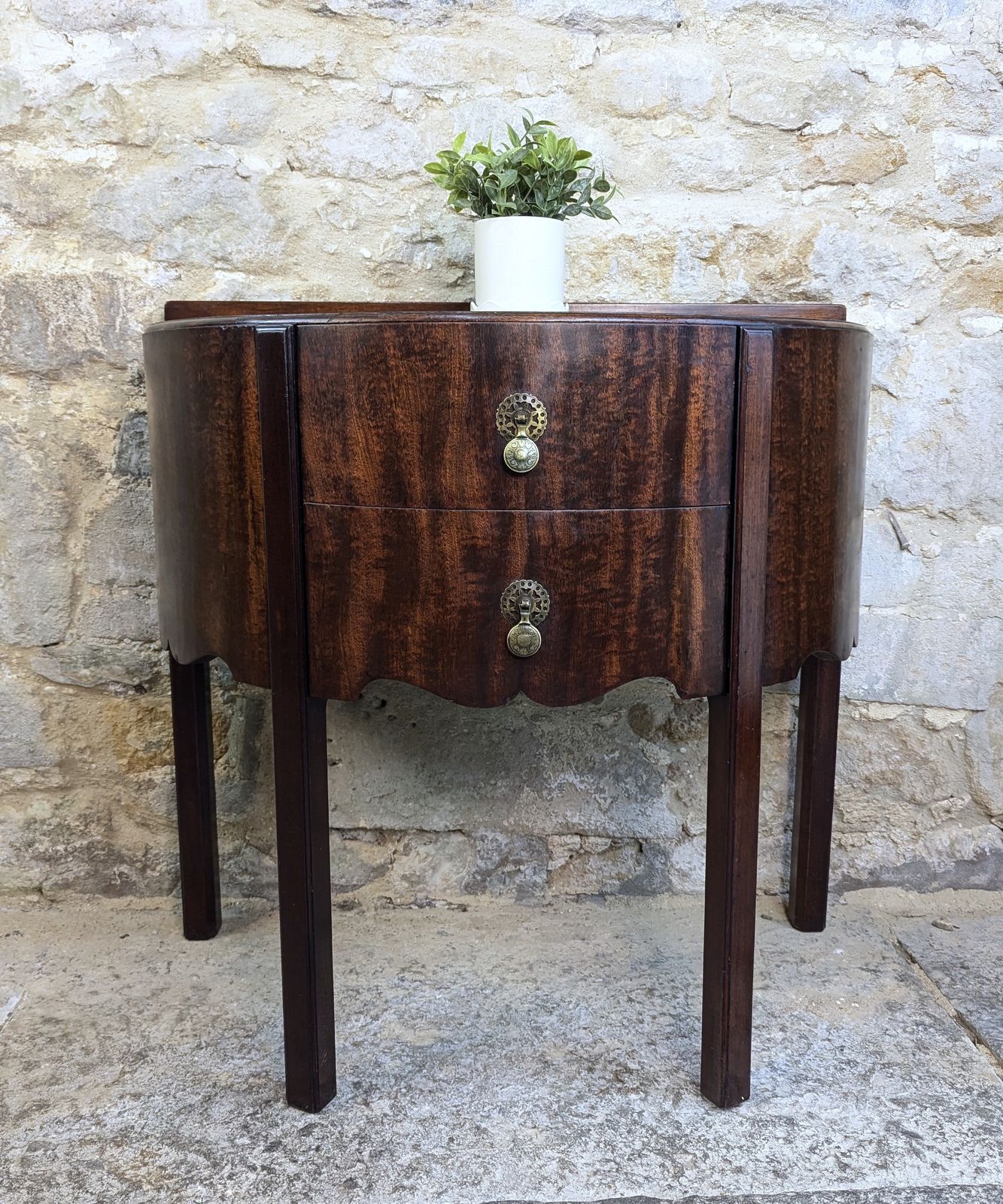 Georgian Mahogany Demi Lune Console With Drawers photo furniture